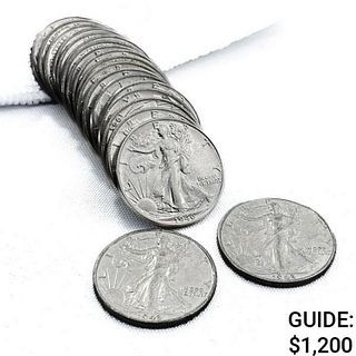 1941-1946 Walking Liberty Half Dollars Roll(20 Coi