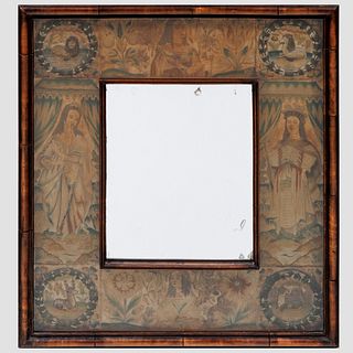 Charles II Stumpwork and Embroidered Mirror