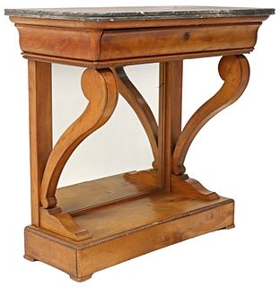 FRENCH RESTORATION MARBLE-TOP WALNUT CONSOLE TABLE