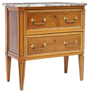 PETITE FRENCH LOUIS XVI STYLE MARBLE-TOP COMMODE