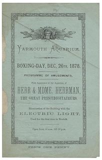 Yarmouth Aquarium Playbill. Herrmann, Alexander and Adelaide.