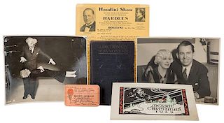 Group of Memorabilia Related to Theo Hardeen and Beatrice Houdini.