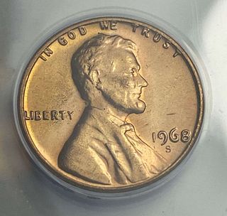 1968-S Lincoln Cent ANACS MS65 Red