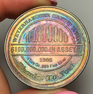 Rainbow 1985 "Weyerhaeuser Credit Union" 1 ozt .999 Silver