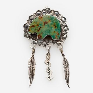  Toni Chino, Acoma Pueblo, Turquoise Brooch Pendant