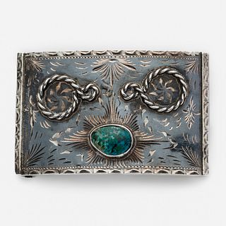  Mexico Sterling Turquoise Belt Buckle