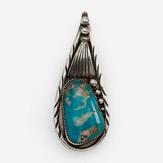  Native American Turquoise Pendant Signed R.