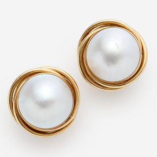  14k Mabe Pearl Clip Earrings by PDB