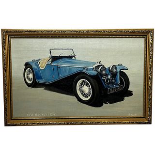 "1934 RILEY MPH 12/6" OIL PAINTING