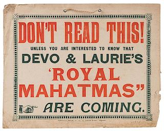 Don’t Read This! Unless You’re Interested to Know that Devo & Laurie’s “Royal Mahatmas” Are Coming.