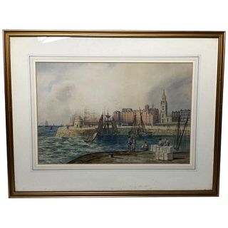  MARITIME PAINTING LIVERPOOL DOCKS SHIPS PAINTING