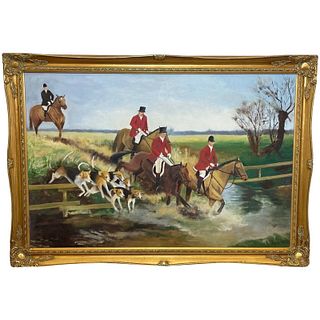 JUMPING FENCE OIL PAINTING