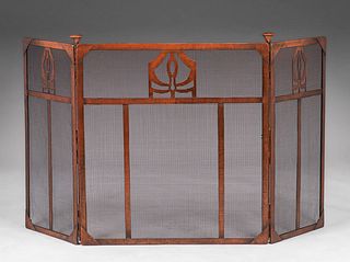 Rare & Important Dirk van Erp Hammered Copper Three-Panel Cutout Fire Screen c1912-1917
