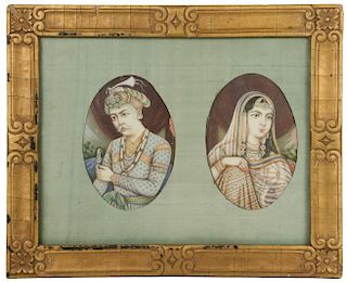 PAIR OF INDIAN PORTRAITS IN SINGLE FRAME