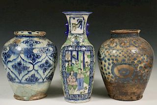 (3) PERSIAN POTTERY VASES