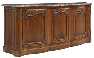 FRENCH PROVINCIAL MARBLE-TOP OAK SIDEBOARD
