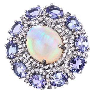 Gem Opal and Tanzanite Ring 