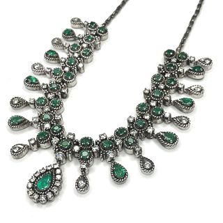 Emerald & Diamond Elegant Cleopatra-Style Necklace