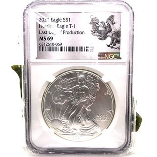 2021 Type 1 Heraldic Silver Eagle Dollar MS69