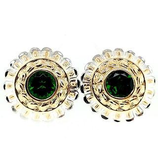 Estate Green Tourmaline Button-Style Earrings