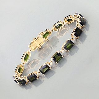 Sensational Green Tourmaline and Diamond Bracelet