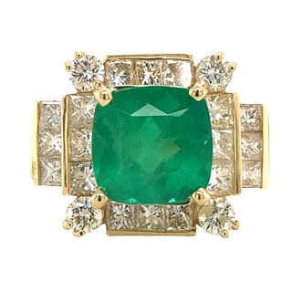GIA Certified Columbian Emerald & Diamond Ring 