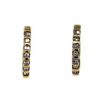 10k Yellow Gold Diamond Semi Hoop Earrings