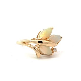 Marquise Opal and Diamond Ring-"Bamboo Leaf" 