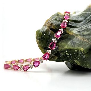 Pear-Cut Ruby and Diamond Eternity Bracelet