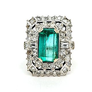 Estate Emerald Ring - Custom Fancy Diamond Frame