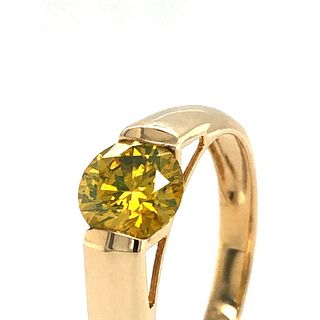 Vibrant Yellow Diamond Solitaire Ring