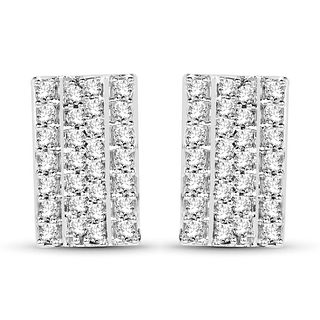 Diamond Panel Earrings with Pinstripe Pattern