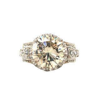 3.05 CT Champagne VS Center Art-Deco Diamond Ring