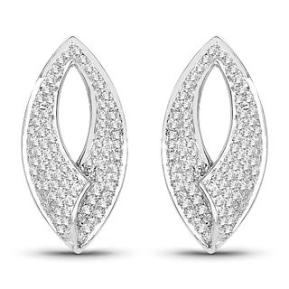 Crossed Ends Navette Pave' Diamond Drop Earrings