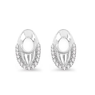 Elliptical-Shaped Diamond White Gold Earrings