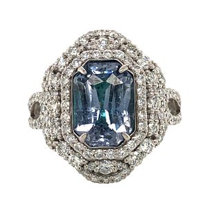 Oscar Friedman GIA No Heat Sapphire & Diamond Ring