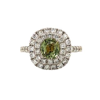 Exotic GIA Alexandrite & Tiered Diamond Halo Ring
