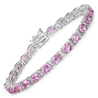 Pink Sapphire and Diamond Gemstone Tennis Bracelet