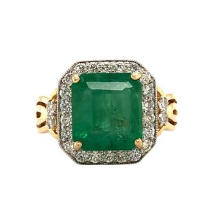 Oscar Friedman Emerald and Diamond Dinner Ring