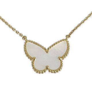 VAN CLEEF & ARPELS LUCKY ALHAMBRA PAPILLON SHELL 18K YELLOW GOLD NECKLACE