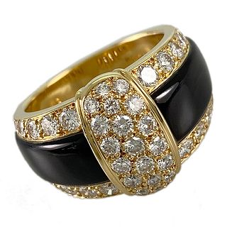VAN CLEEF & ARPELS MAUREEN SHELL DIAMOND 18K YELLOW GOLD RING