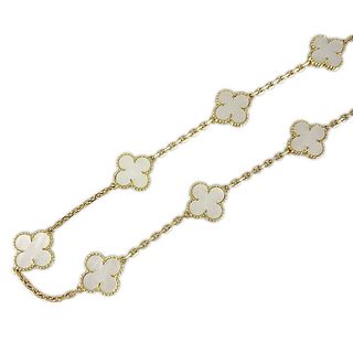 VAN CLEEF & ARPELS VINTAGE ALHAMBRA SHELL 18K YELLOW GOLD NECKLACE
