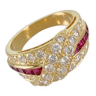 VAN CLEEF & ARPELS RUBY DIAMOND 18K YELLOW GOLD RING