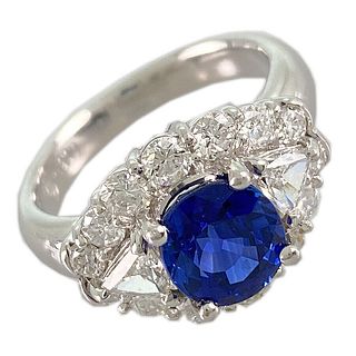 BLUE SAPPHIRE DIAMOND PLATINUM RING