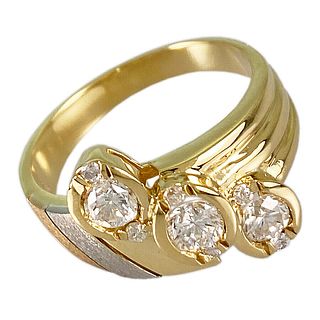 DIAMOND PLATINUM 18K YELLOW & ROSE GOLD RING