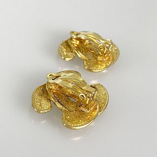 CHANEL QUILTED CC GOLD PLATED EARRINGS