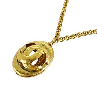 CHANEL LOGO GOLD PLATED NECKLACE