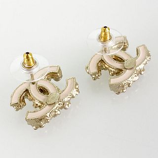 CHANEL COCO MARK GOLD PLATED EARRINGS