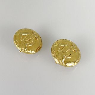 CHANEL GOLD PLATED EARRINGS