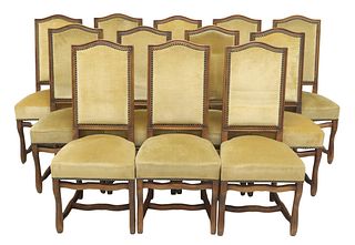 (12) FRENCH LOUIS XIV STYLE UPHOLSTERED DINING CHAIRS